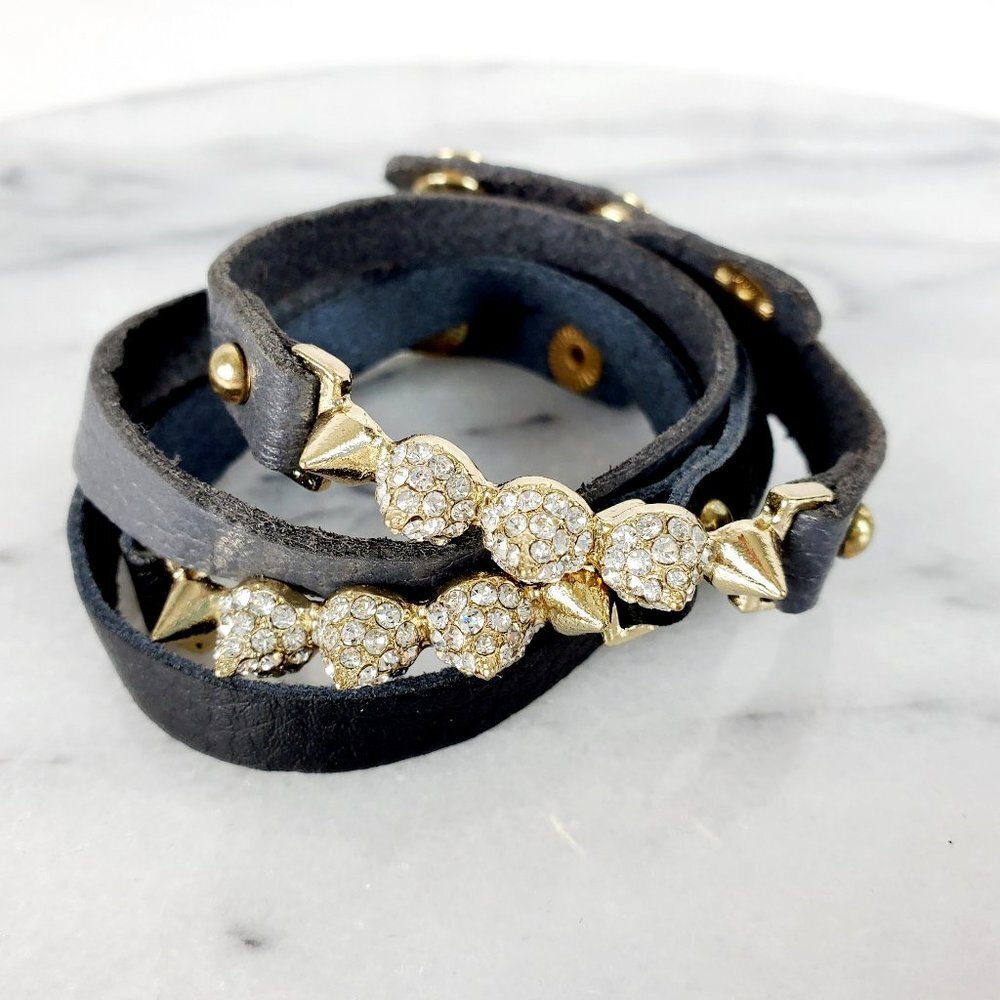 Crystal Spike Cuff Wrap Bracelet (gray)‎
